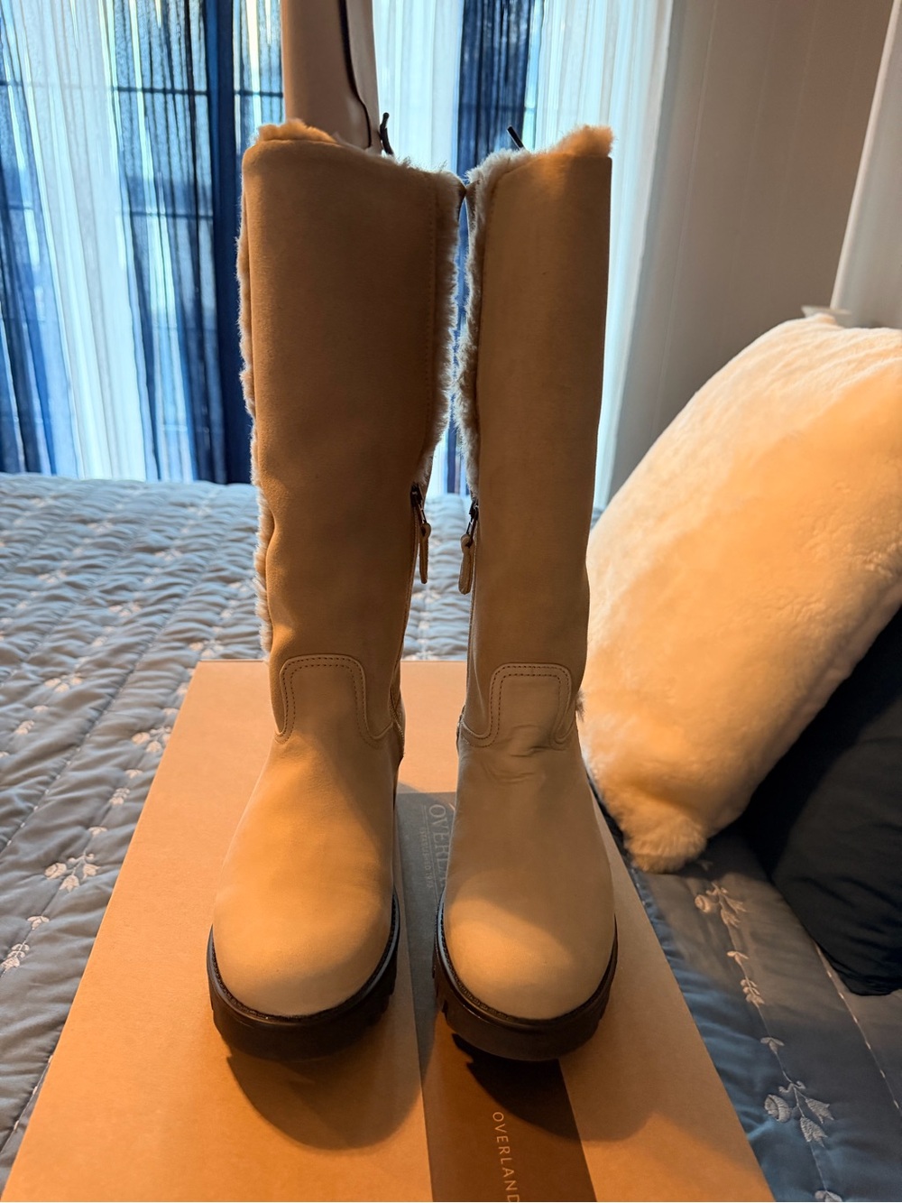 Women's Tall Shearling-Lined Boots in Chestnut Suede